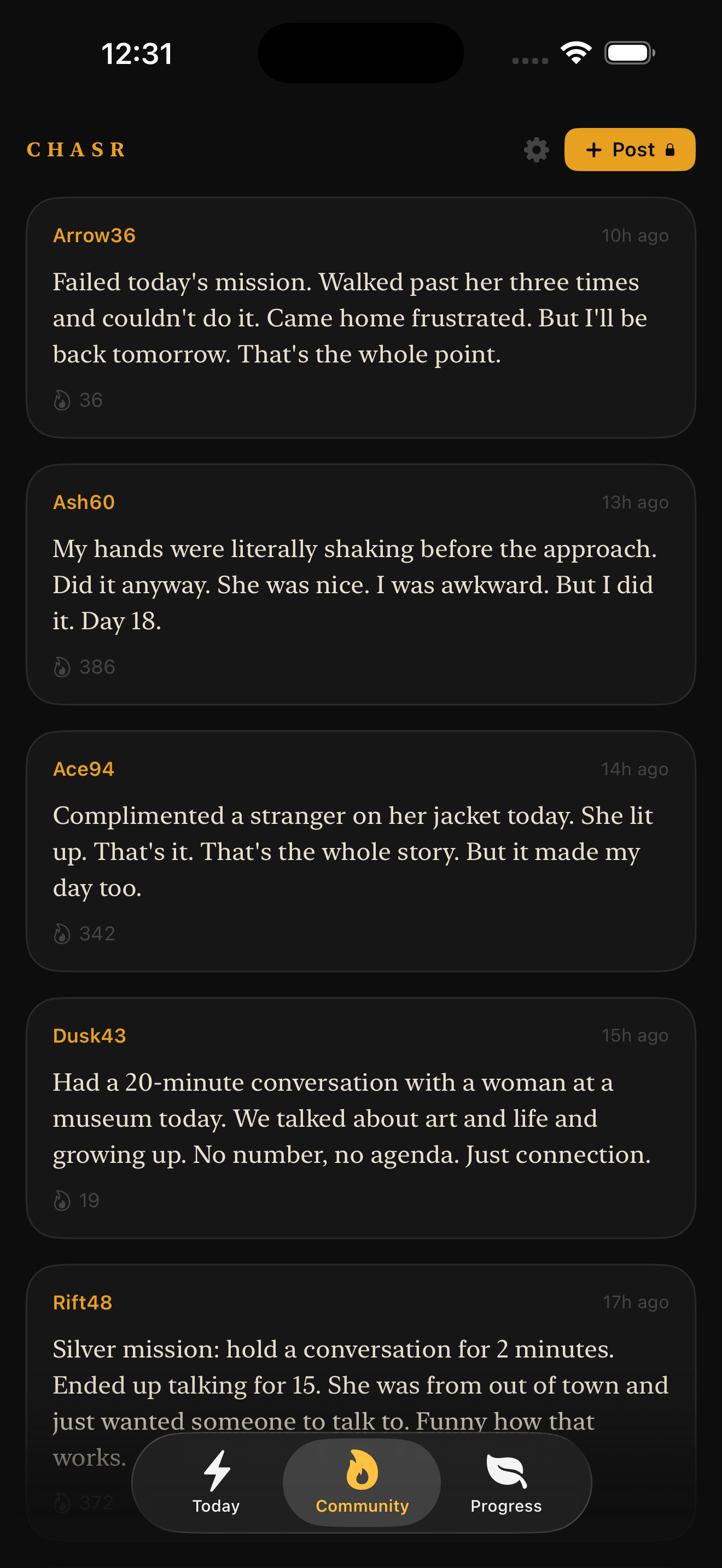 CHASR anonymous community feed