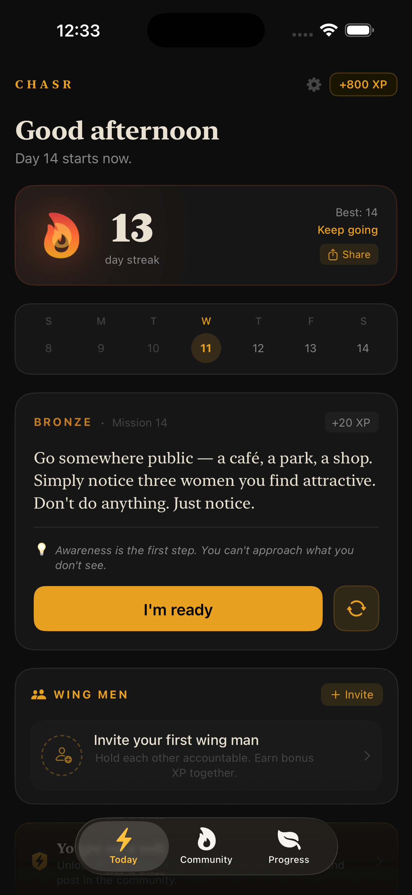 CHASR daily mission screen